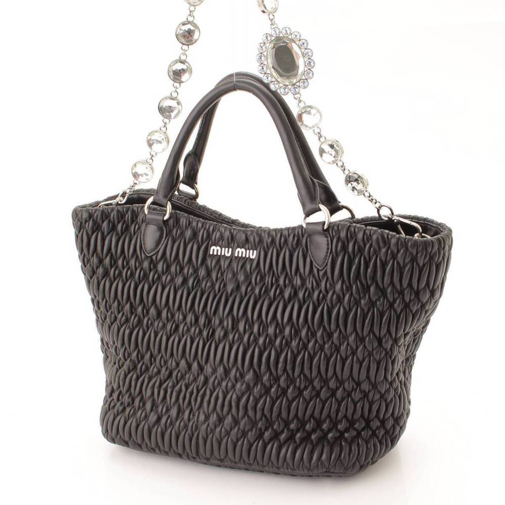 Miu Miu Bag Crystal Bijou Black Nappa Tote